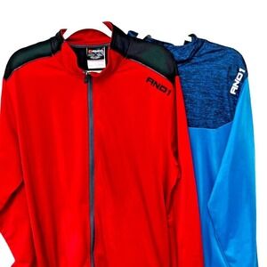 LOT of 2 Performance Zip Jacket‎ Men's XL Red Blue Track Athleisure AND1